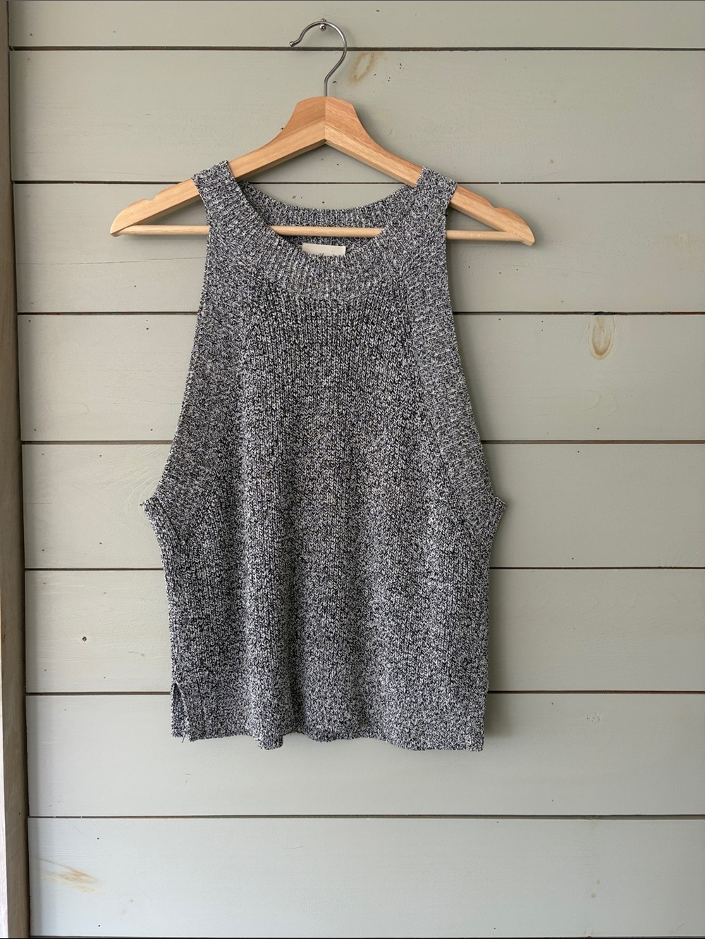 Wilfred Aritzia Knit Sleeveless Sweater Tank – Black & White Marled (M)